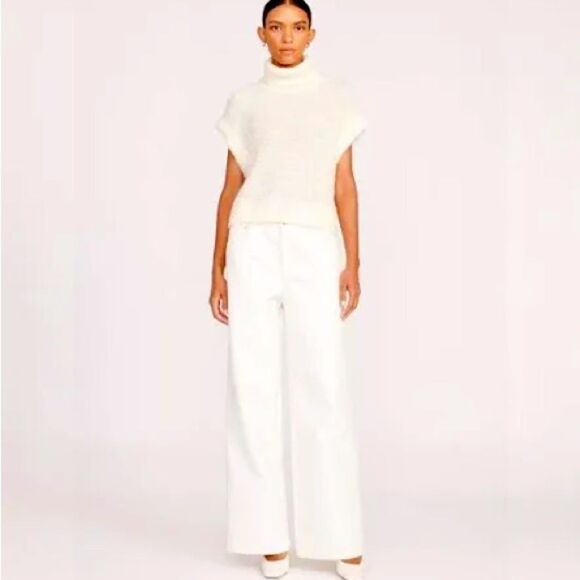 NWT Staud Grayson Vegan Leather Pant White Sz. 6